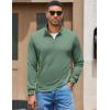 imageCOOFANDY Mens Quarter Zip Pullover Sweatshirt Mock Neck Quilted Sweatshirt Lightweight Casual Long Sleeve Polo ShirtDark Green