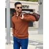 imageCOOFANDY Mens Quarter Zip Pullover Sweatshirts Lightweight Long Sleeve Mock Neck Sweater PoloCaramel