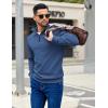 imageCOOFANDY Mens Quarter Zip Pullover Sweatshirts Lightweight Long Sleeve Mock Neck Sweater PoloSlate Blue
