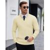 imageCOOFANDY Mens Quarter Zip Sweaters Slim Fit Lightweight Knitted Mock Neck Pullover Casual Polo SweatersBeige