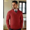 imageCOOFANDY Mens Quarter Zip Sweaters Slim Fit Lightweight Knitted Mock Neck Pullover Casual Polo SweatersDeep Red