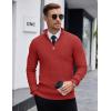 imageCOOFANDY Mens Quarter Zip Sweaters Slim Fit Lightweight Knitted Mock Neck Pullover Casual Polo SweatersDeep Red