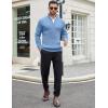 imageCOOFANDY Mens Quarter Zip Sweaters Slim Fit Mock Neck Pullover Sweaters Lightweight Knitted Polo SweaterBlue