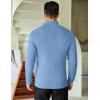 imageCOOFANDY Mens Quarter Zip Sweaters Slim Fit Mock Neck Pullover Sweaters Lightweight Knitted Polo SweaterBlue
