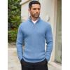 imageCOOFANDY Mens Quarter Zip Sweaters Slim Fit Mock Neck Pullover Sweaters Lightweight Knitted Polo SweaterBlue