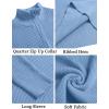 imageCOOFANDY Mens Quarter Zip Sweaters Slim Fit Mock Neck Pullover Sweaters Lightweight Knitted Polo SweaterBlue