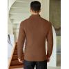 imageCOOFANDY Mens Quarter Zip Sweaters Slim Fit Mock Neck Pullover Sweaters Lightweight Knitted Polo SweaterBrown
