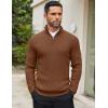 imageCOOFANDY Mens Quarter Zip Sweaters Slim Fit Mock Neck Pullover Sweaters Lightweight Knitted Polo SweaterBrown