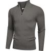 imageCOOFANDY Mens Quarter Zip Sweaters Slim Fit Mock Neck Pullover Sweaters Lightweight Knitted Polo SweaterDark Grey