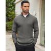 imageCOOFANDY Mens Quarter Zip Sweaters Slim Fit Mock Neck Pullover Sweaters Lightweight Knitted Polo SweaterDark Grey