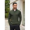 imageCOOFANDY Mens Quarter Zip Sweaters Slim Fit Mock Neck Pullover Sweaters Lightweight Knitted Polo SweaterDeep Green