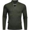 imageCOOFANDY Mens Quarter Zip Sweaters Slim Fit Mock Neck Pullover Sweaters Lightweight Knitted Polo SweaterDeep Green