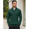 imageCOOFANDY Mens Quarter Zip Sweaters Slim Fit Mock Neck Pullover Sweaters Lightweight Knitted Polo SweaterGreen
