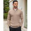 imageCOOFANDY Mens Quarter Zip Sweaters Slim Fit Mock Neck Pullover Sweaters Lightweight Knitted Polo SweaterKhaki