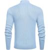 imageCOOFANDY Mens Quarter Zip Sweaters Slim Fit Mock Neck Pullover Sweaters Lightweight Knitted Polo SweaterLight Blue