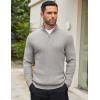 imageCOOFANDY Mens Quarter Zip Sweaters Slim Fit Mock Neck Pullover Sweaters Lightweight Knitted Polo SweaterLight Grey