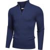imageCOOFANDY Mens Quarter Zip Sweaters Slim Fit Mock Neck Pullover Sweaters Lightweight Knitted Polo SweaterNavy Blue