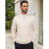 imageCOOFANDY Mens Quarter Zip Sweaters Slim Fit Mock Neck Pullover Sweaters Lightweight Knitted Polo SweaterOffwhite