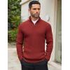 imageCOOFANDY Mens Quarter Zip Sweaters Slim Fit Mock Neck Pullover Sweaters Lightweight Knitted Polo SweaterRed