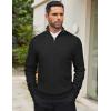 imageCOOFANDY Mens Quarter Zip Sweaters Slim Fit Mock Neck Pullover Sweaters Lightweight Knitted Polo SweaterRibbed Black
