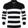 imageCOOFANDY Mens Quarter Zip Sweaters Slim Fit Mock Neck Pullover Sweaters Lightweight Knitted Polo SweaterStripe Black  White