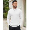 imageCOOFANDY Mens Quarter Zip Sweaters Slim Fit Mock Neck Pullover Sweaters Lightweight Knitted Polo SweaterWhite