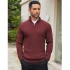 imageCOOFANDY Mens Quarter Zip Sweaters Slim Fit Mock Neck Pullover Sweaters Lightweight Knitted Polo SweaterWine Red