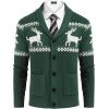 imageCOOFANDY Mens Shawl Collar Cardigan Sweater Slim Fit Cable Knit Button up Sweater with PocketsChristmas GreenWhite