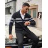 imageCOOFANDY Mens Shawl Collar Cardigan Sweater Slim Fit Cable Knit Button up Sweater with PocketsStripesdark Gray on Black