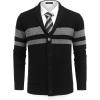imageCOOFANDY Mens Shawl Collar Cardigan Sweater Slim Fit Cable Knit Button up Sweater with PocketsStripesdark Gray on Black