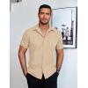 imageCOOFANDY Mens Short Sleeve Button Down Shirt Lightweight Wrinkle Free Untucked Dress ShirtsLight Coffee
