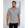 imageCOOFANDY Mens Short Sleeve Button Down Shirt Lightweight Wrinkle Free Untucked Dress ShirtsLight Grey