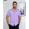 imageCOOFANDY Mens Short Sleeve Button Down Shirt Lightweight Wrinkle Free Untucked Dress ShirtsLight Purple
