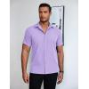 imageCOOFANDY Mens Short Sleeve Button Down Shirt Lightweight Wrinkle Free Untucked Dress ShirtsLight Purple