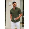 imageCOOFANDY Mens Short Sleeve Button Down Shirts Casual Dress Shirt Untucked Shirts with PocketArmy Green