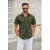 imageCOOFANDY Mens Short Sleeve Button Down Shirts Casual Dress Shirt Untucked Shirts with PocketArmy Green