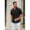 imageCOOFANDY Mens Short Sleeve Button Down Shirts Casual Dress Shirt Untucked Shirts with PocketBlack