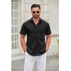 imageCOOFANDY Mens Short Sleeve Button Down Shirts Casual Dress Shirt Untucked Shirts with PocketBlack