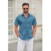 imageCOOFANDY Mens Short Sleeve Button Down Shirts Casual Dress Shirt Untucked Shirts with PocketBlue