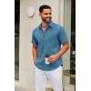 imageCOOFANDY Mens Short Sleeve Button Down Shirts Casual Dress Shirt Untucked Shirts with PocketBlue