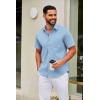 imageCOOFANDY Mens Short Sleeve Button Down Shirts Casual Dress Shirt Untucked Shirts with PocketBlue Patterned