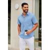 imageCOOFANDY Mens Short Sleeve Button Down Shirts Casual Dress Shirt Untucked Shirts with PocketClear Blue