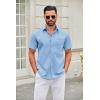 imageCOOFANDY Mens Short Sleeve Button Down Shirts Casual Dress Shirt Untucked Shirts with PocketClear Blue