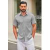 imageCOOFANDY Mens Short Sleeve Button Down Shirts Casual Dress Shirt Untucked Shirts with PocketGrey