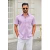 imageCOOFANDY Mens Short Sleeve Button Down Shirts Casual Dress Shirt Untucked Shirts with PocketLavender