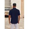 imageCOOFANDY Mens Short Sleeve Button Down Shirts Casual Dress Shirt Untucked Shirts with PocketNavy Blue