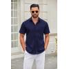 imageCOOFANDY Mens Short Sleeve Button Down Shirts Casual Dress Shirt Untucked Shirts with PocketNavy Blue