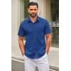 imageCOOFANDY Mens Short Sleeve Button Down Shirts Casual Dress Shirt Untucked Shirts with PocketOcean Blue