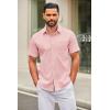 imageCOOFANDY Mens Short Sleeve Button Down Shirts Casual Dress Shirt Untucked Shirts with PocketPink