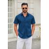 imageCOOFANDY Mens Short Sleeve Button Down Shirts Casual Dress Shirt Untucked Shirts with PocketRoyal Blue